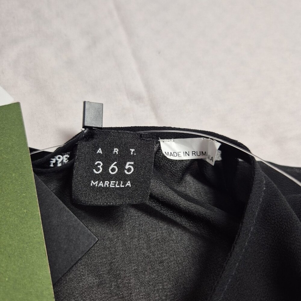 Marella Women's Top Blouse 2 Pc Size 8 Short Sleeve Black Round Neck NWT 12 - Picture 8 of 10